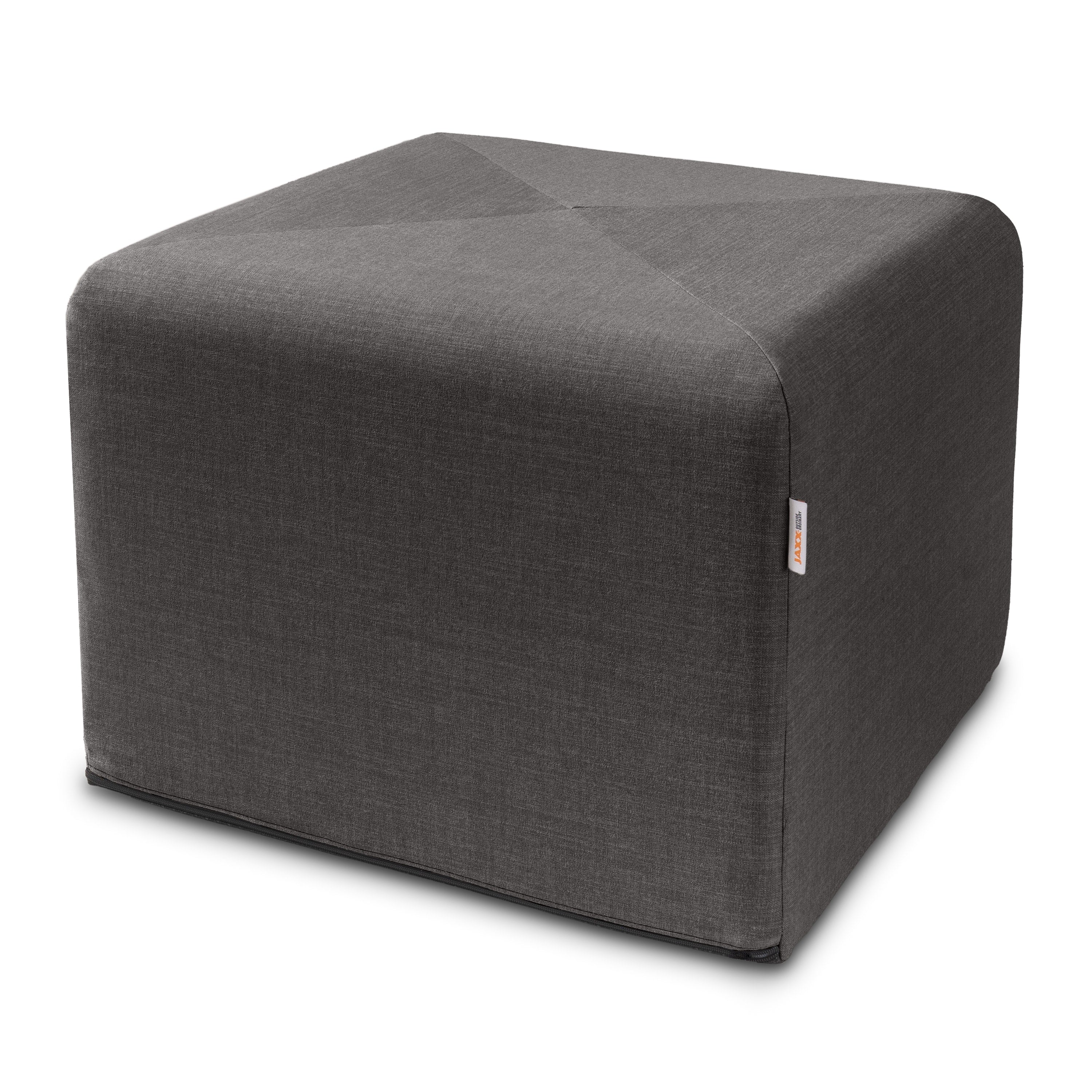 Jaxx Monroe Square Foam Ottoman with Stain Resistant Performance Fabric, Large (24 x 24 x 18), Ebony