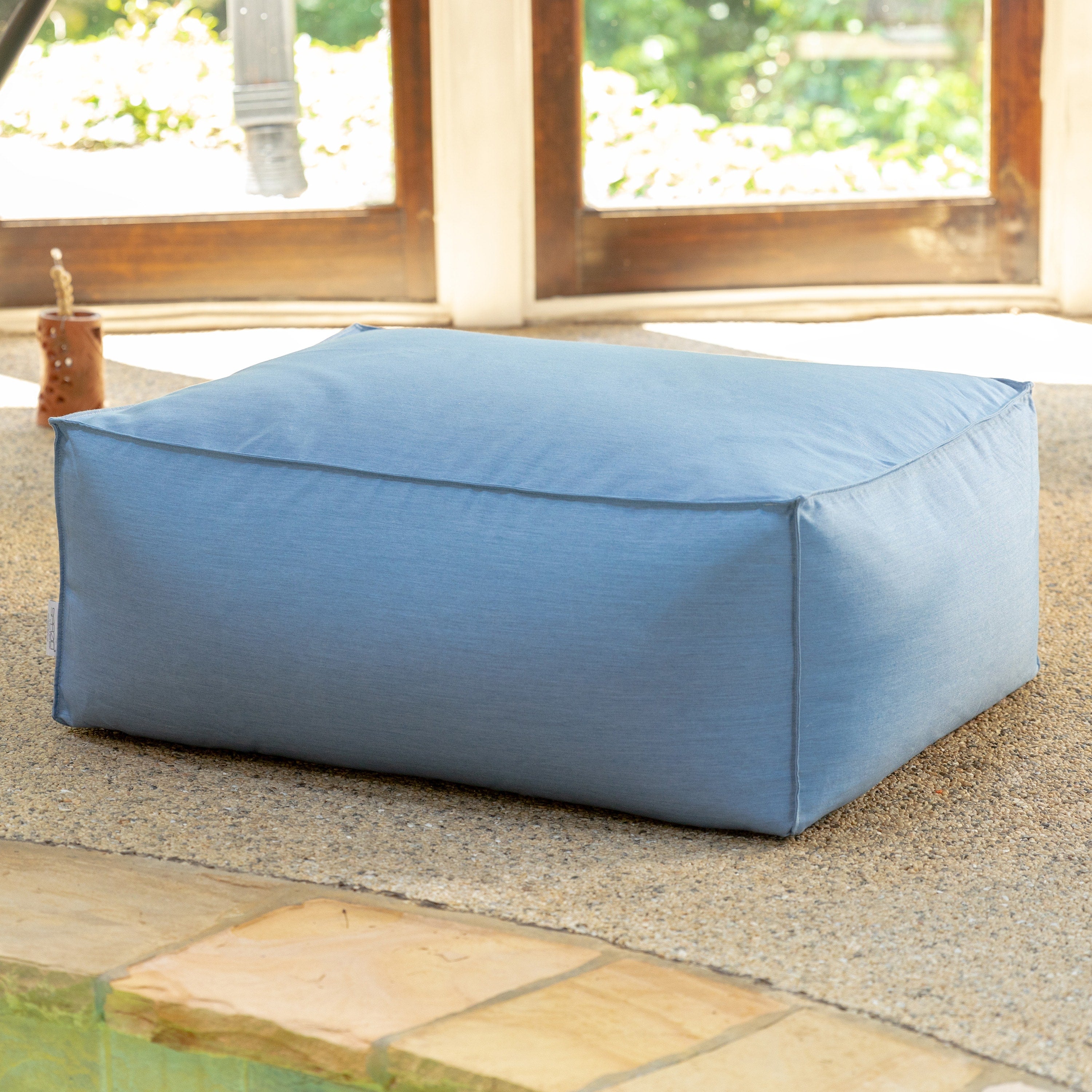Baya Outdoor Ottoman - Sunbrella, Ocean Blue