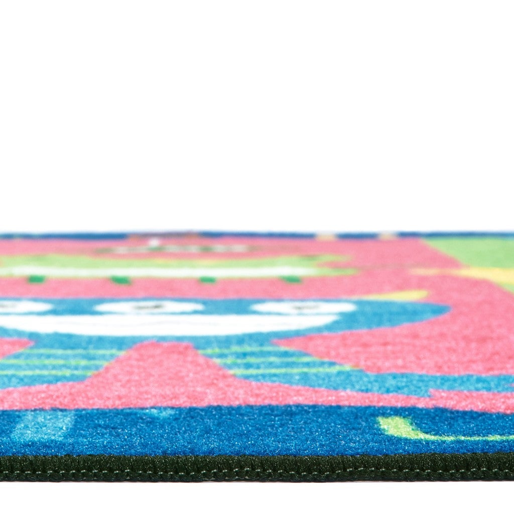 Alphabet Monsters Rug - 3ft x 4ft 6in - Rectangle - Blue