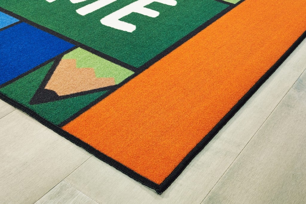 Colorful Pencils Welcome Rug  - 4ft x 6ft - Rectangle - Blue