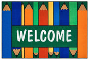 Colorful Pencils Welcome Rug  - 4ft x 6ft - Rectangle - Blue