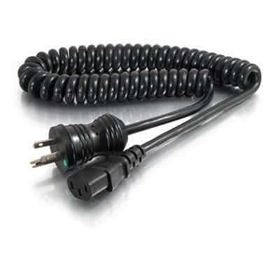 C2G 6ft 18 AWG Coiled Hospital Grade Power Cord (NEMA 5-15P to IEC320C13) - Black - Power Cable - 6 Ft