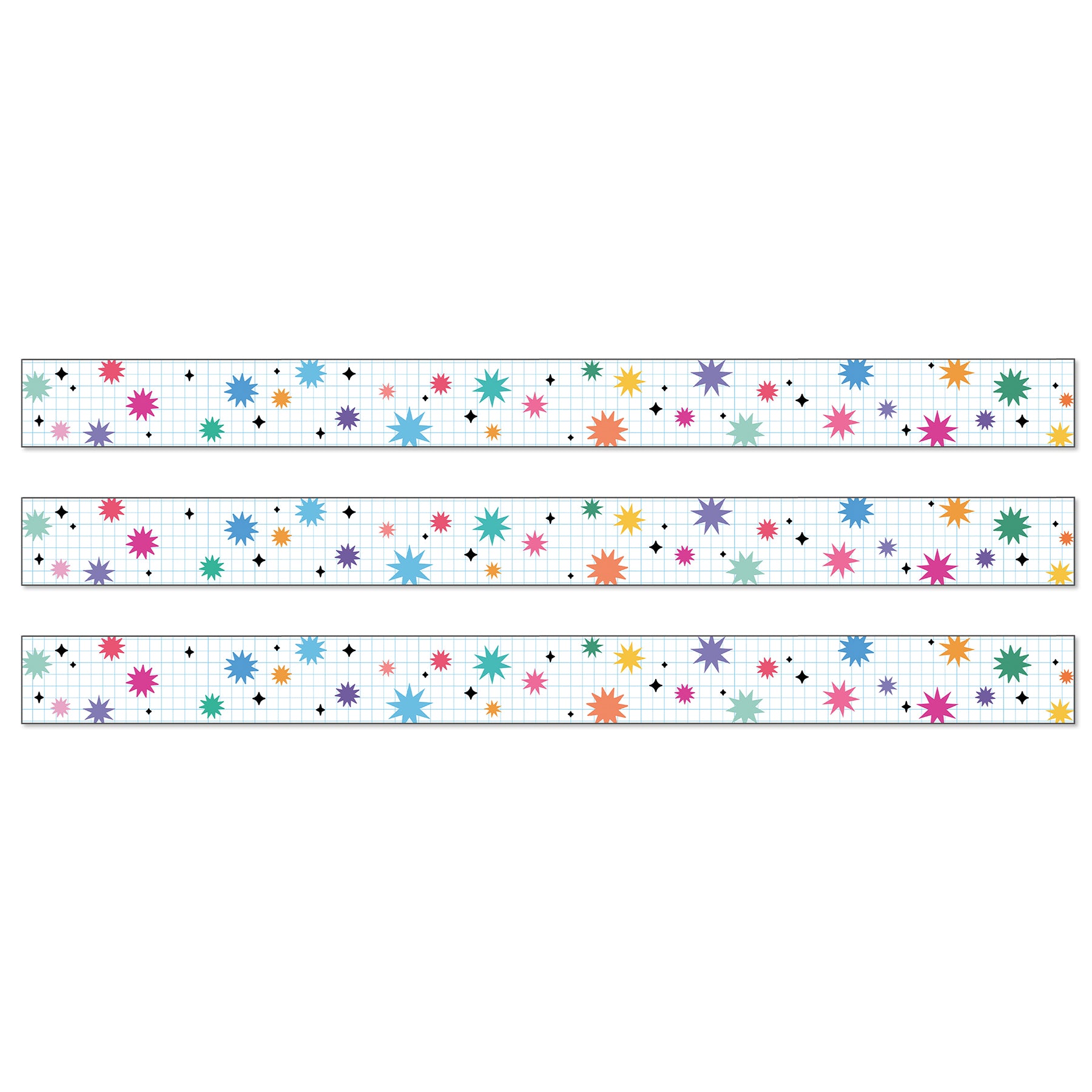 Happily Ever Elementary Retro Remix Bursts & Twinkles Straight Bulletin Board Borders, 36 Feet Per Pack, 3 Packs