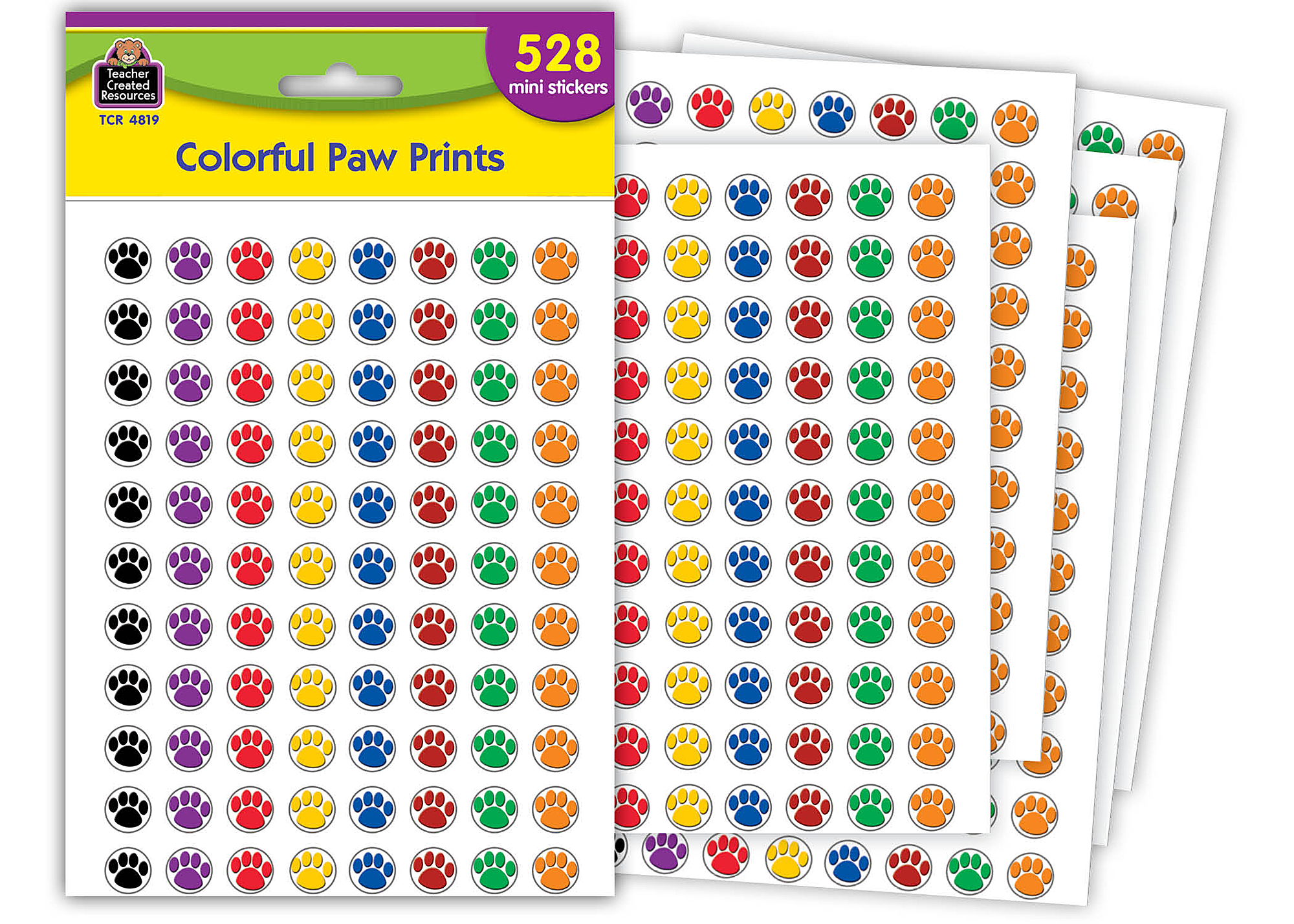 Colorful Paw Prints Mini Stickers