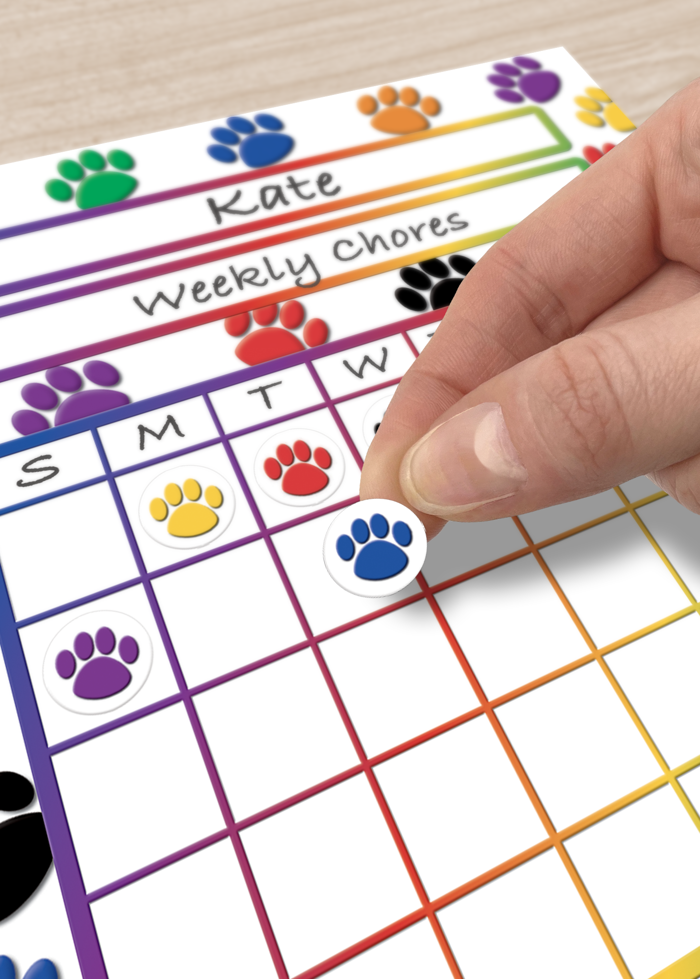 Colorful Paw Prints Mini Stickers