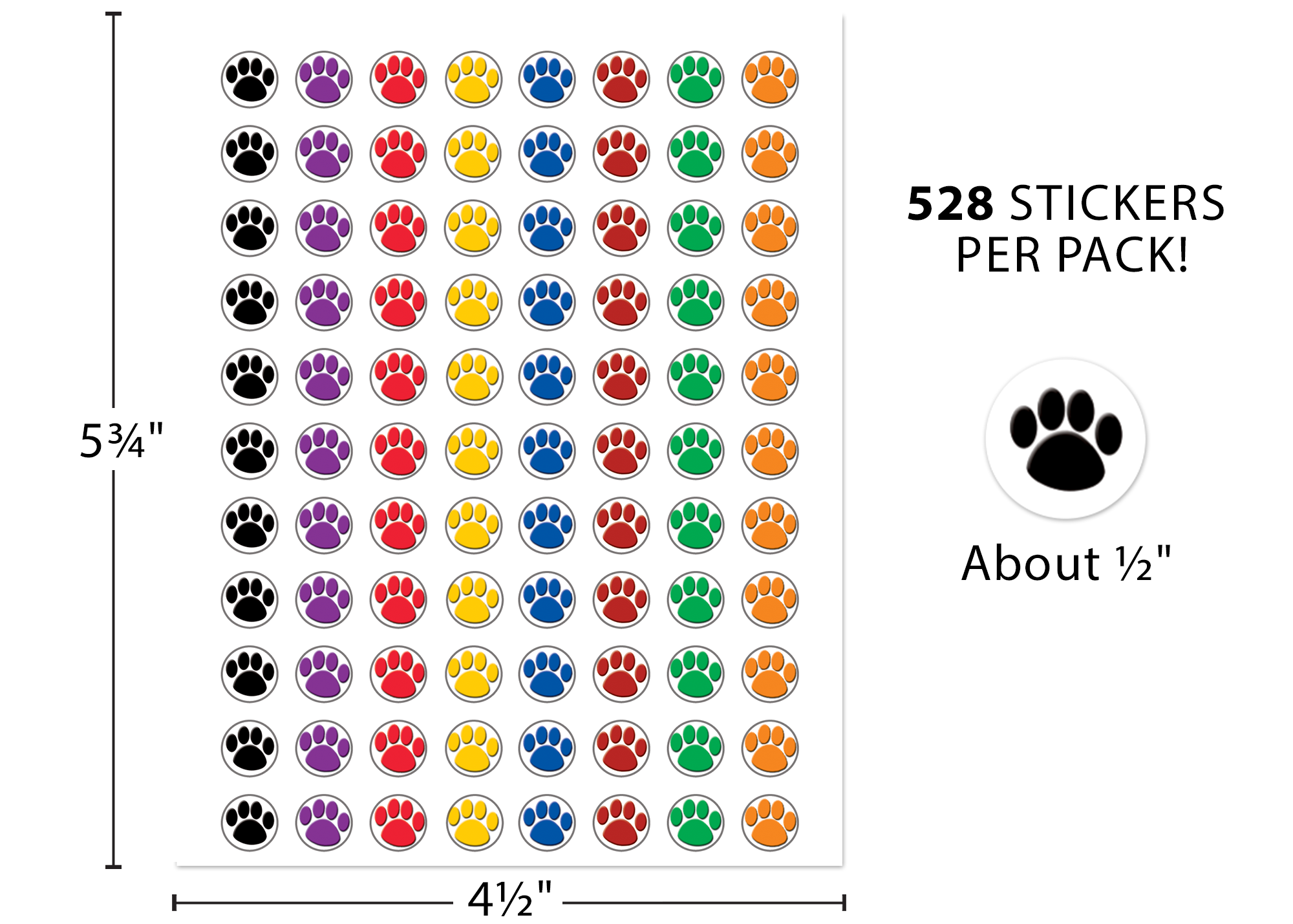 Colorful Paw Prints Mini Stickers