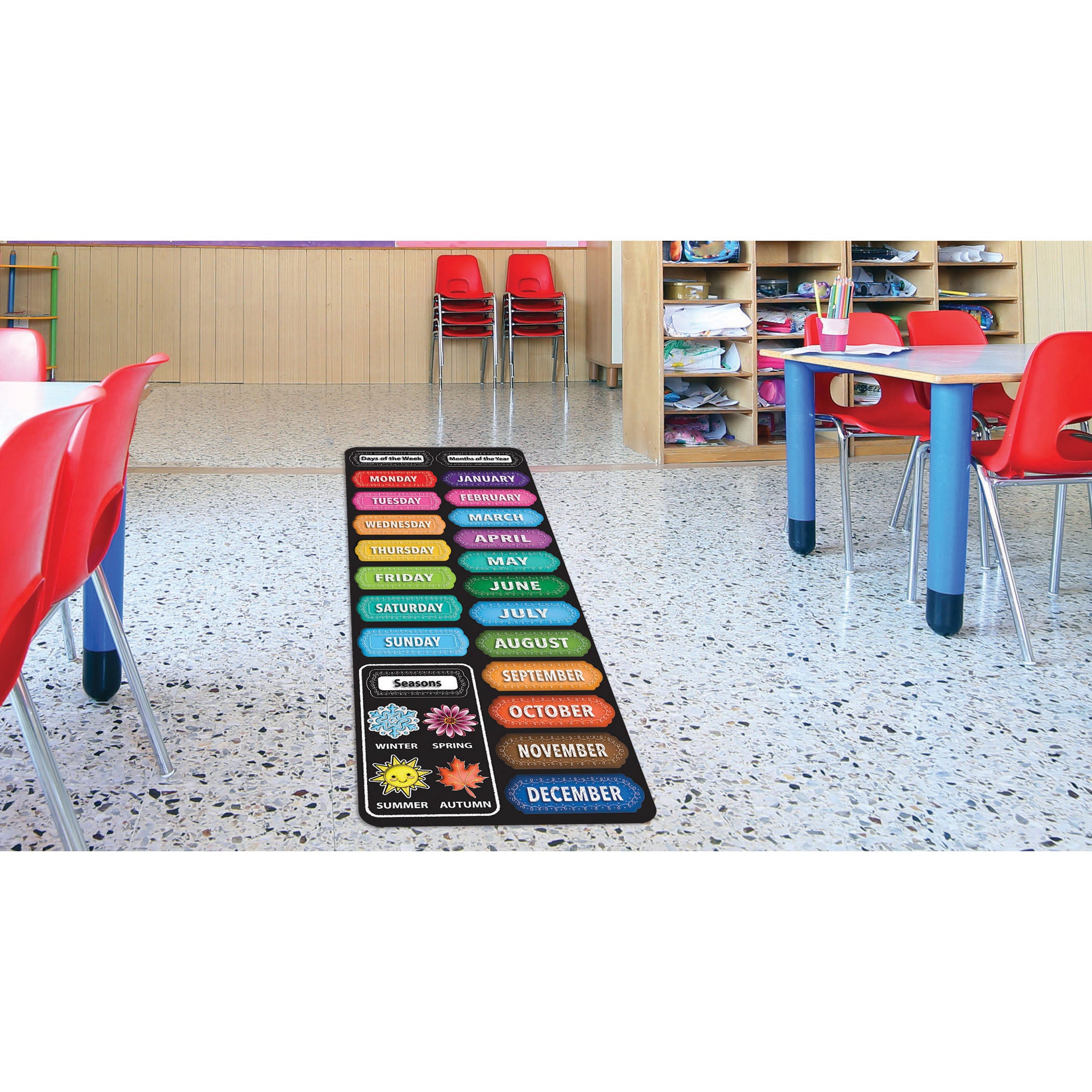 Smart Poly™, The Original Fun Mat™, Mat Runner, 15.5" x 47", Days, Months, Seasons, Chalk Loop
