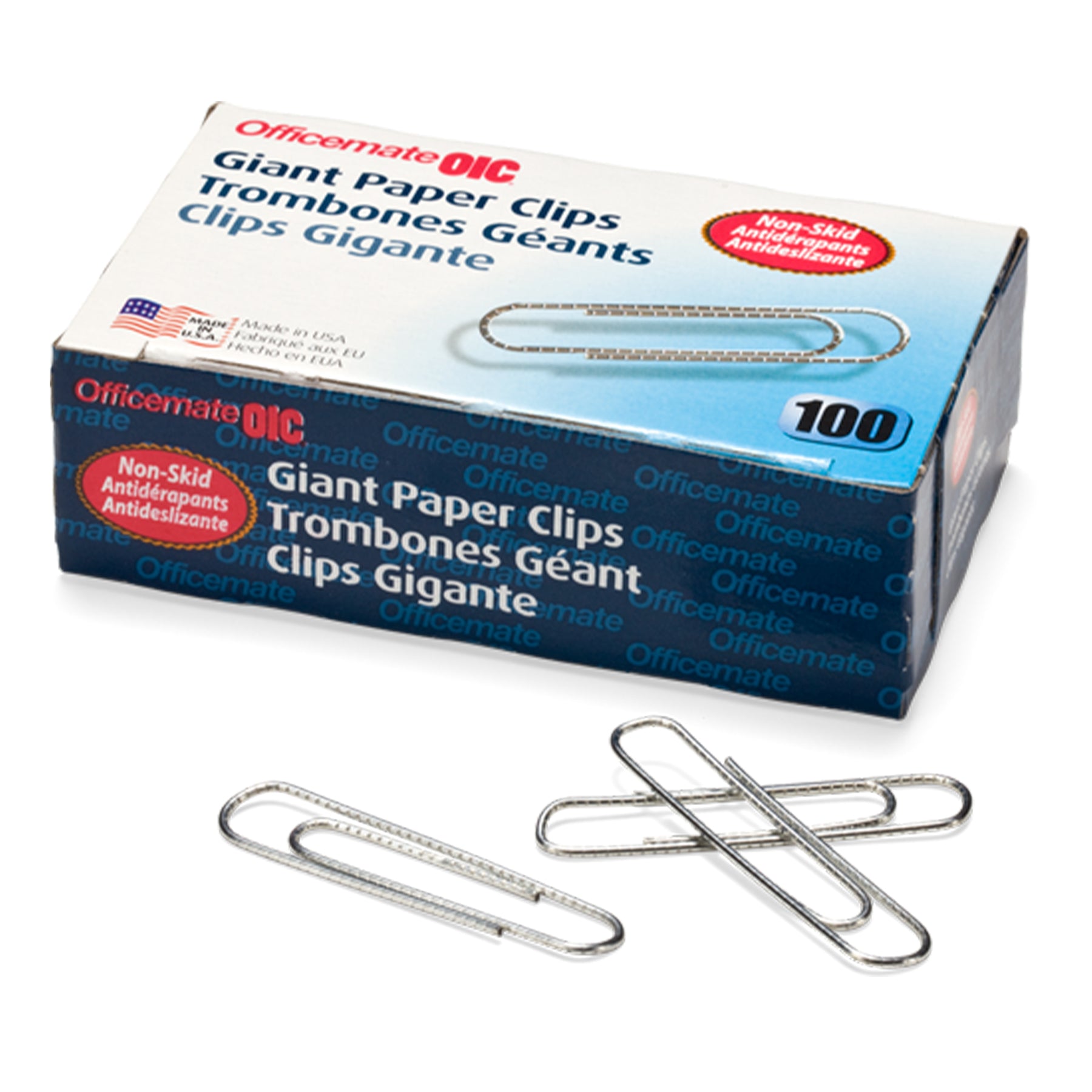 Paper Clips, Giant Non-Skid Gem, 100 Per Box, 10 Boxes