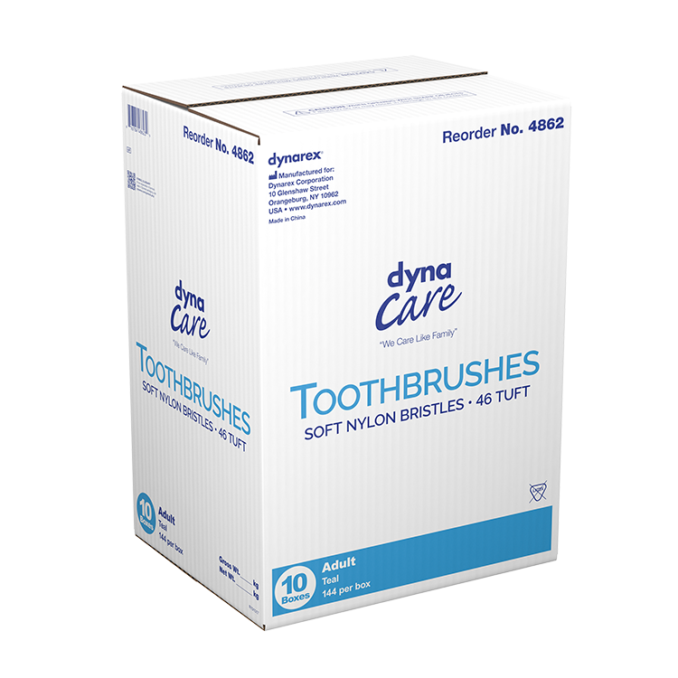 Toothbrushes, Soft Nylon Bristles - 46 Tuft, Teal - 144 pcs per Box/10 Boxes per Case
