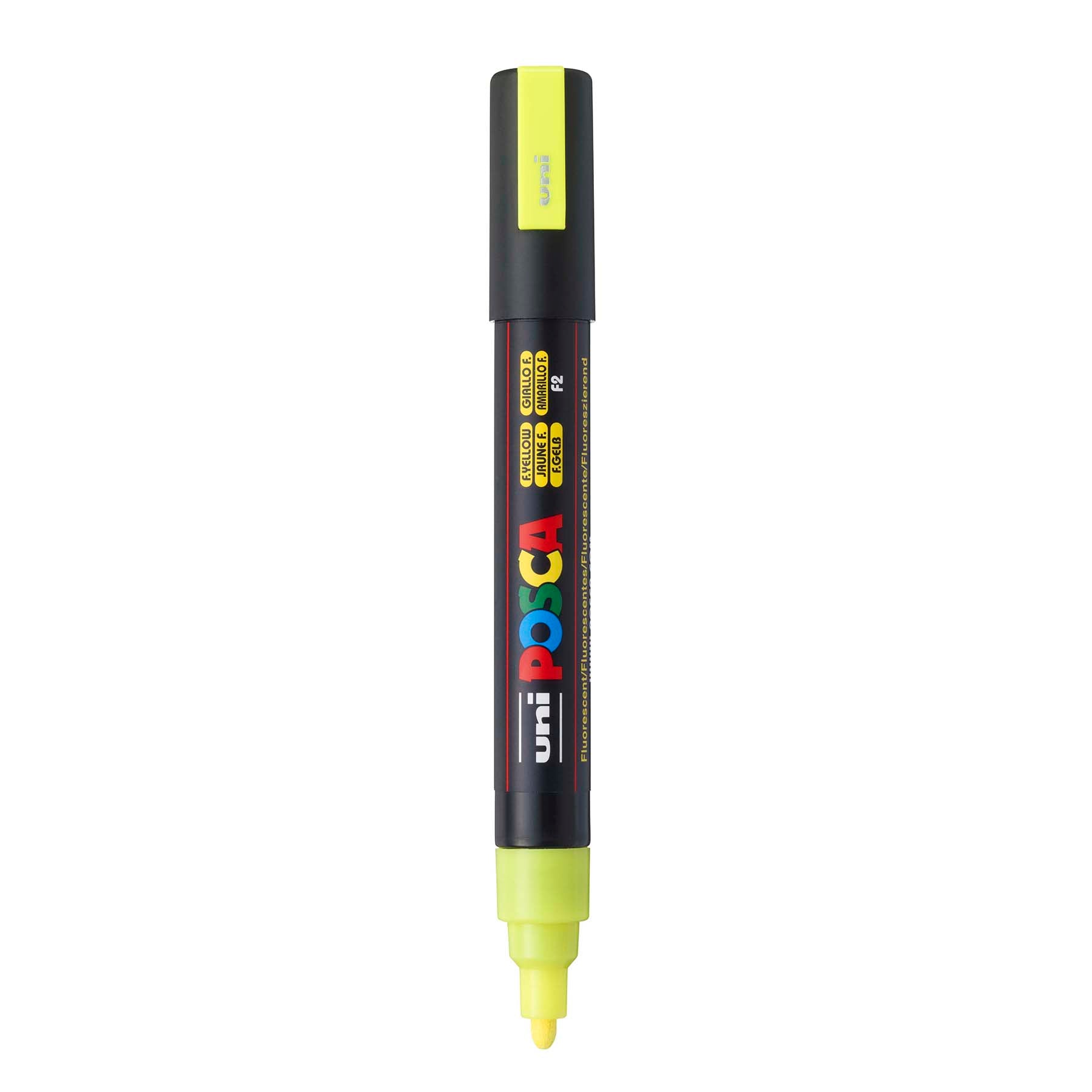 uni® POSCA PC-5M Water-Based Paint Markers, Reversible Medium Tip (1.8-2.5mm), Fluorescent Yellow