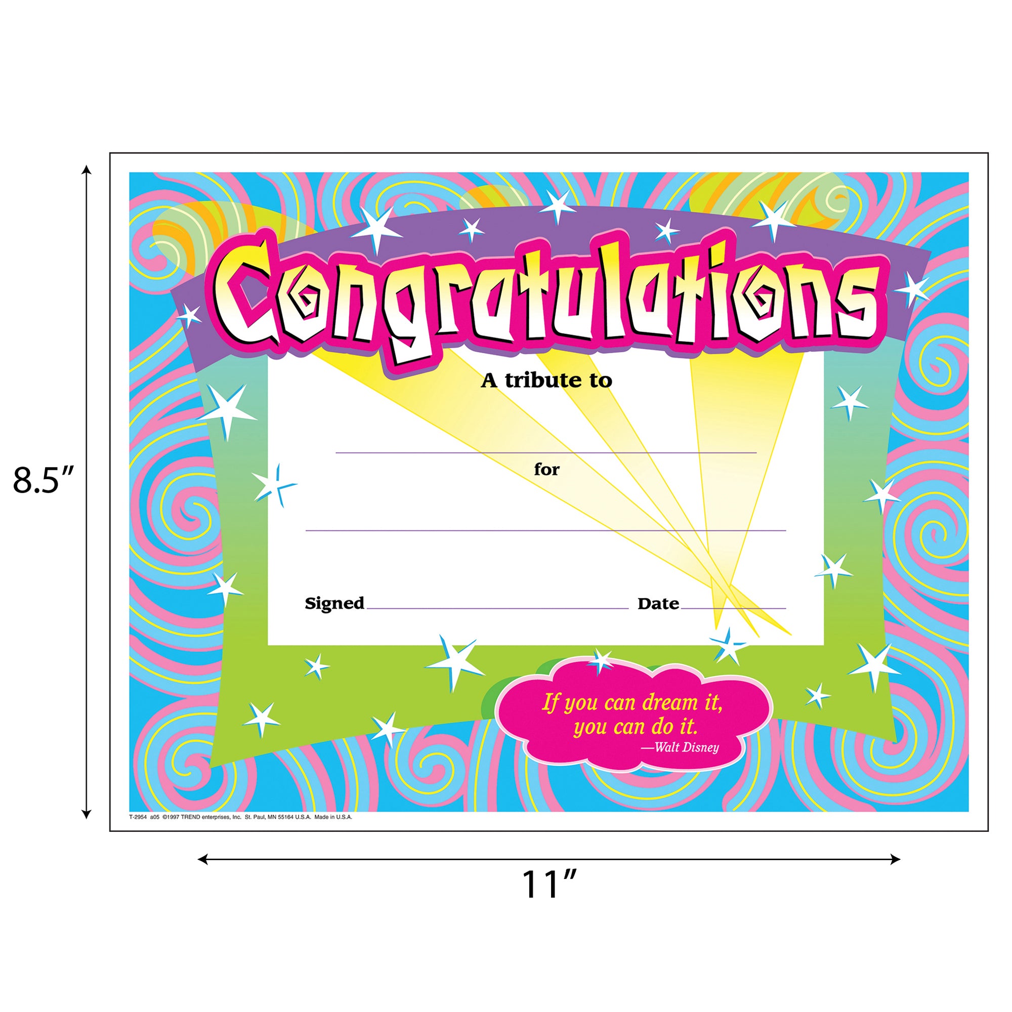 Congratulations/Swirls Colorful Classics Cert's., 30 ct