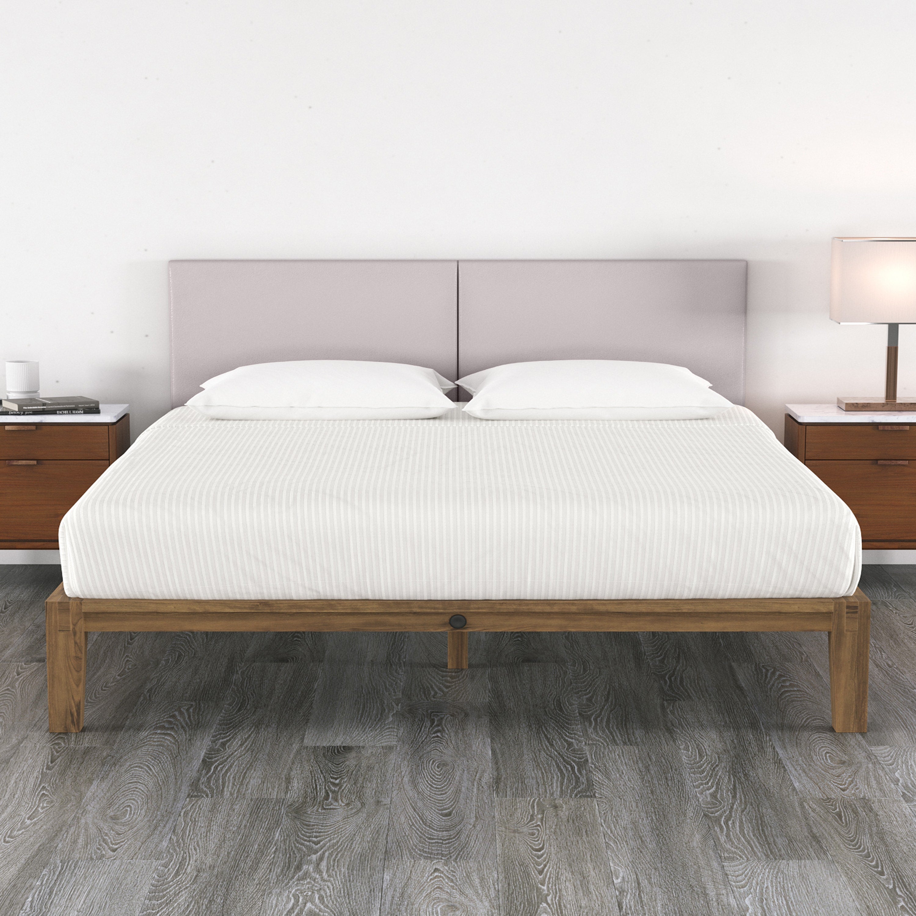 Jaxx Panelist Modern Padded Headboard- Set of 2 Wall Mounted Panels (Each 22.5" x 38")- King Double Tall, Vegan Leather, Arctic Fox