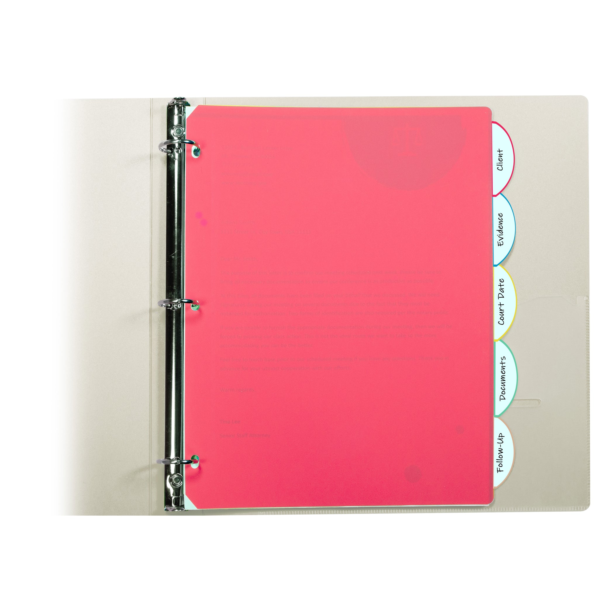 5-Tab Poly Binder Index Dividers, Assorted, 5/Set