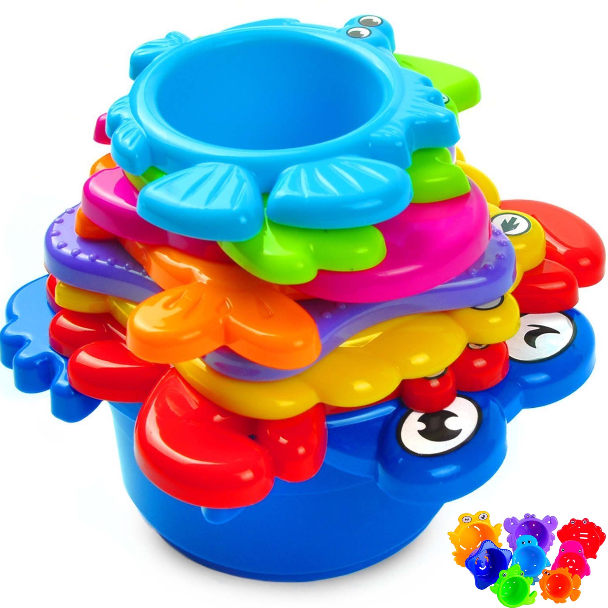Beautiful Colored Stacking Cups With Sea Animals