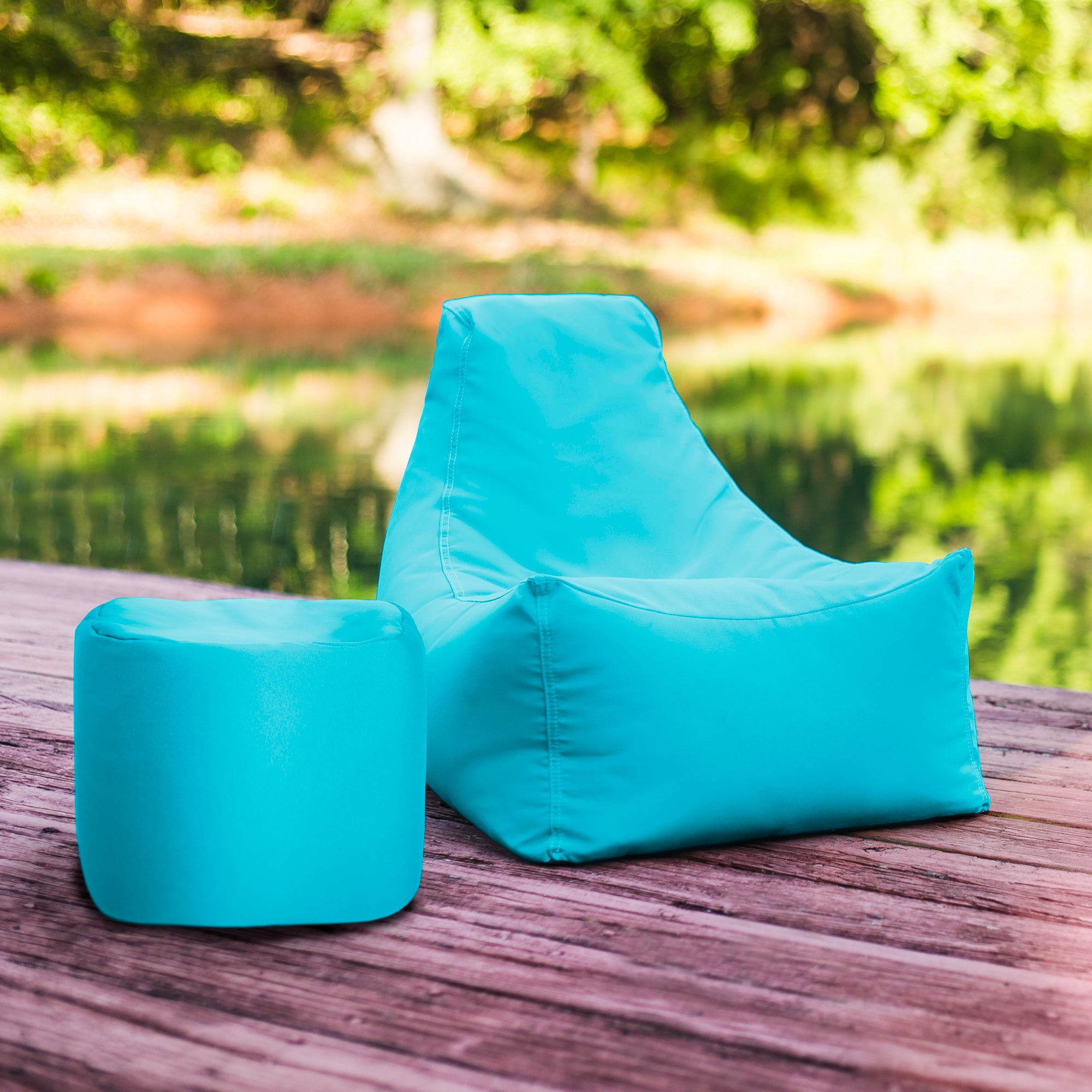 Jaxx Juniper Jr Outdoor Kids Bean Bag Chair / Childrens Garden Chair, Lagoon Blue