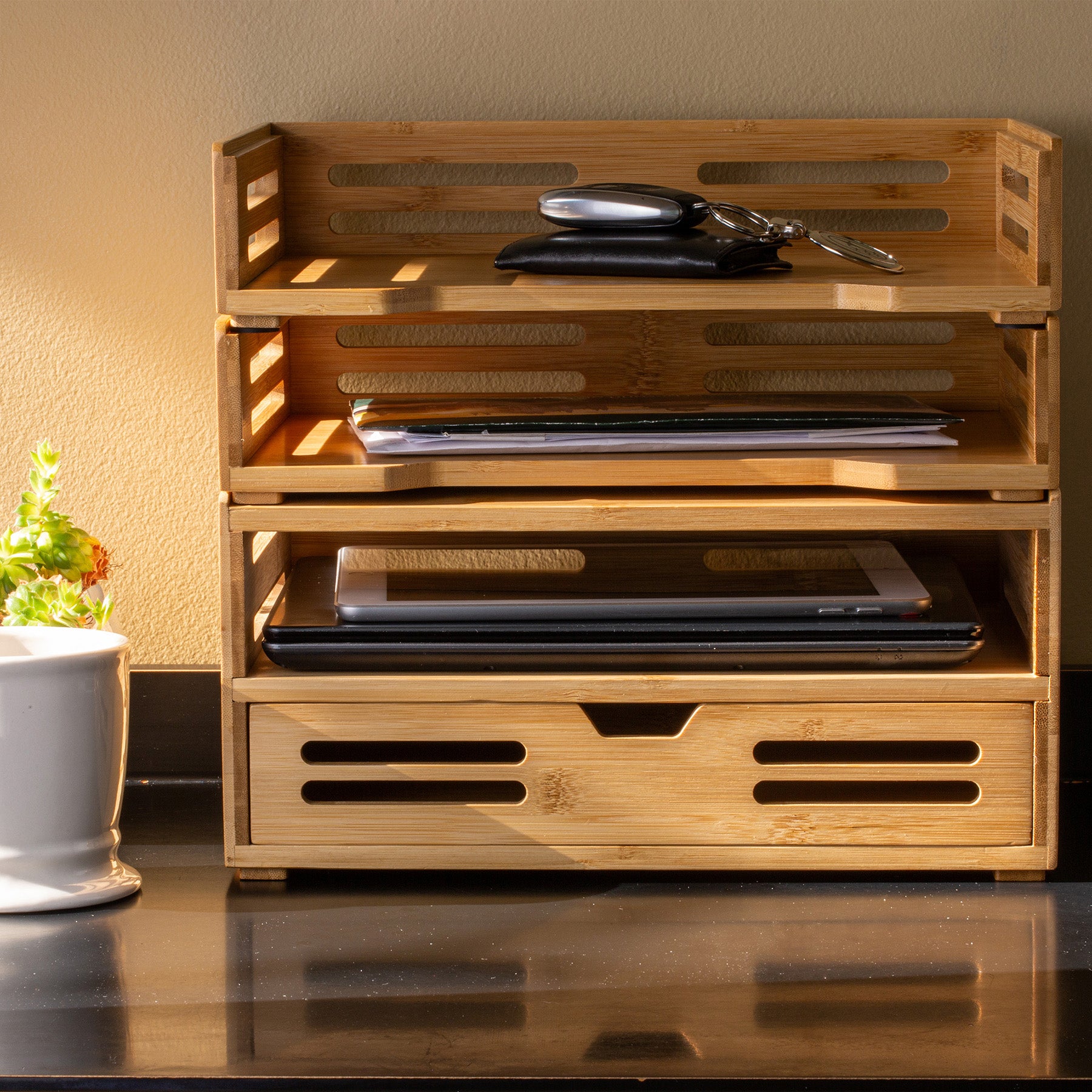 Bamboo Letter Tray, Pack of 2