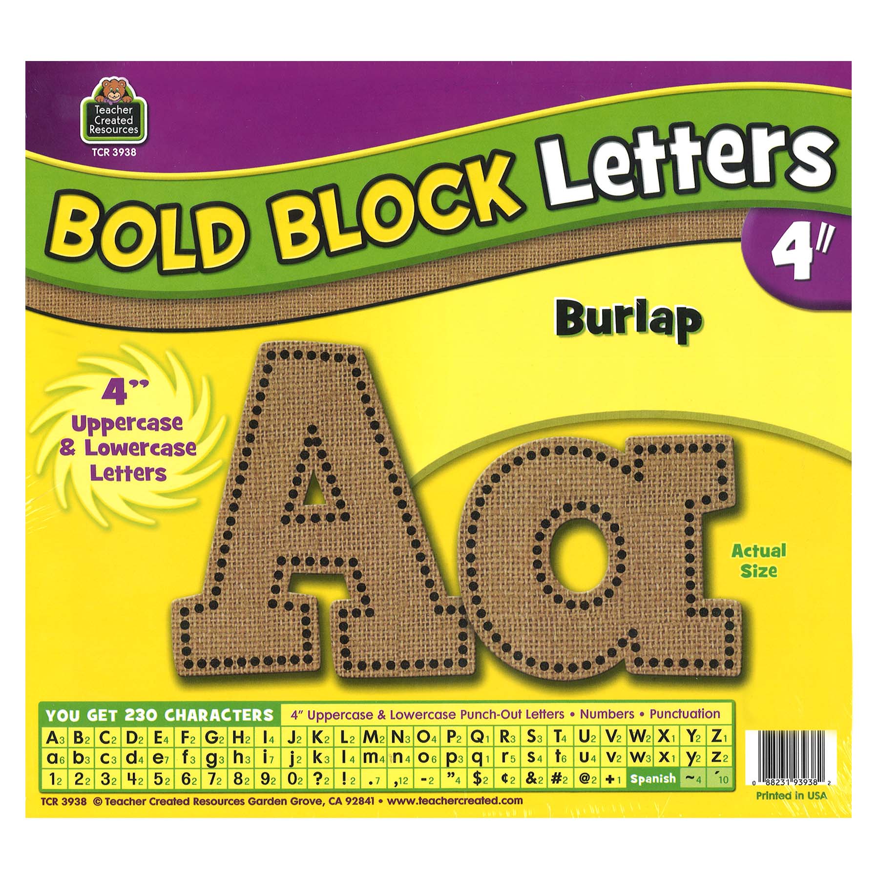 Burlap Bold Block 4" Letters Combo Pack