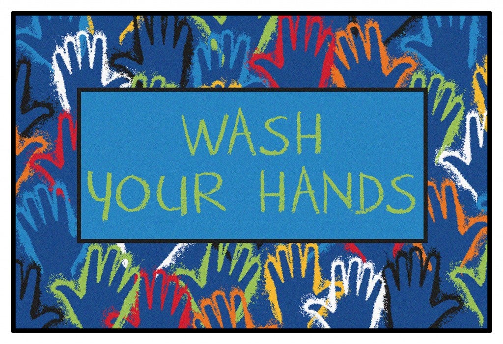 Wash Your Hands Mat Rug - 3ft x 4ft 6in - Rectangle - Blue
