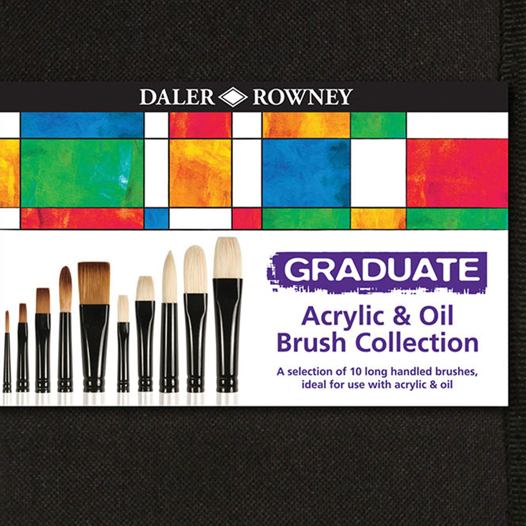 Graduate Artist's Brush Set with Zip Case, Long Handle, 10 Pieces