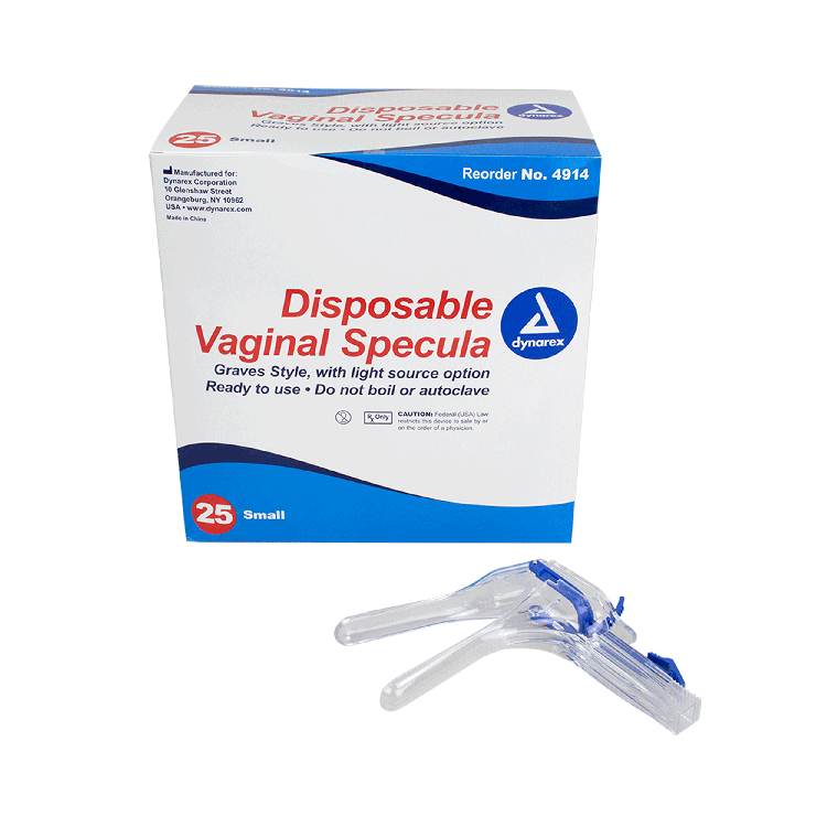 Vaginal Specula Disposable w/ Light Option, Small, 4/25/cs - 25 pcs per Box/4 Boxes per Case