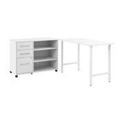 Bush Business Furniture Hustle 48W x 24D Computer Desk and Storage Cabinet with Drawers and Shelves in White - 47.59" Width x 23.34" Depth x 30.07" Height
