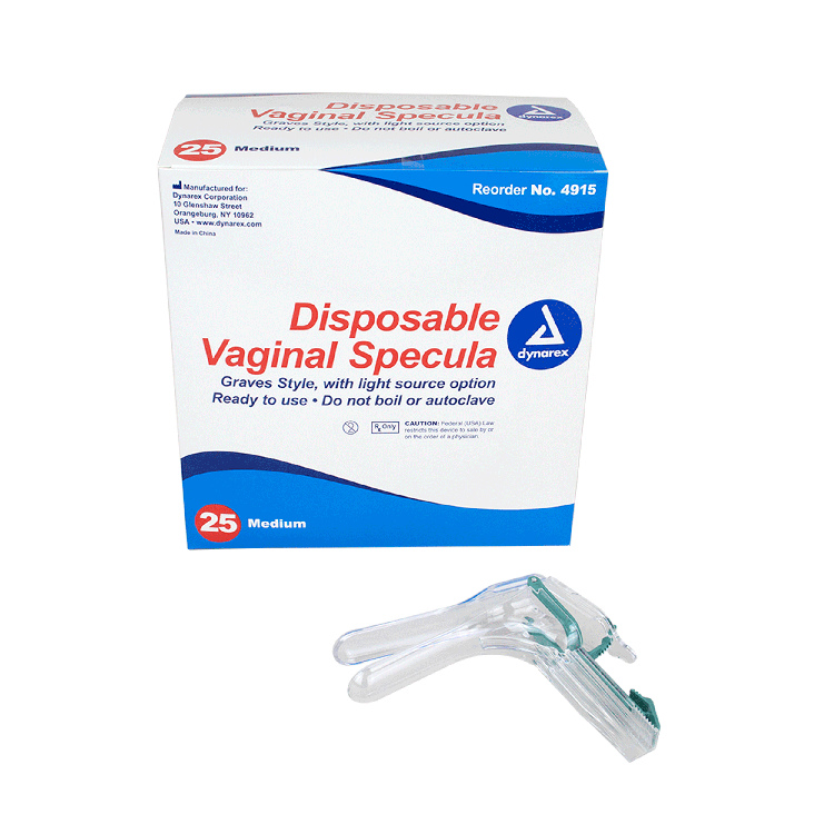 Vaginal Specula Disposable w/ Light Option, Medium, 4/25/cs - 25 pcs per Box/4 Boxes per Case