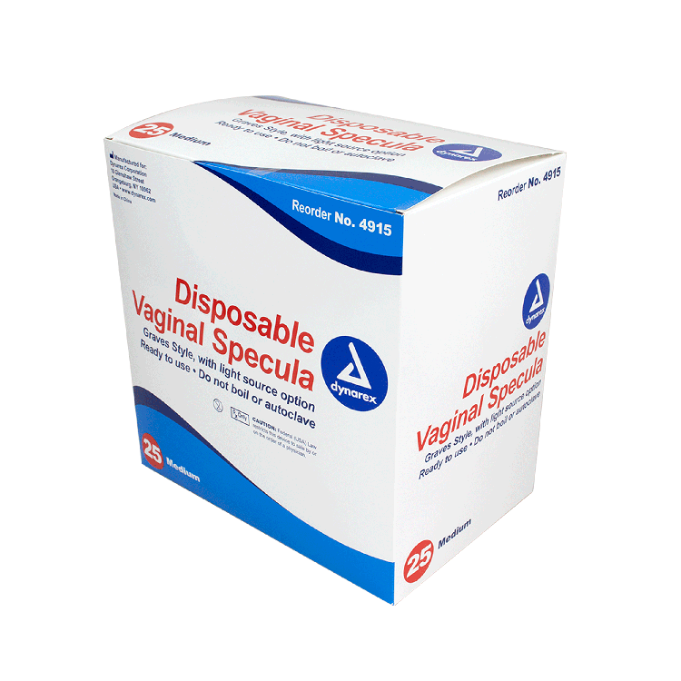 Vaginal Specula Disposable w/ Light Option, Medium, 4/25/cs - 25 pcs per Box/4 Boxes per Case