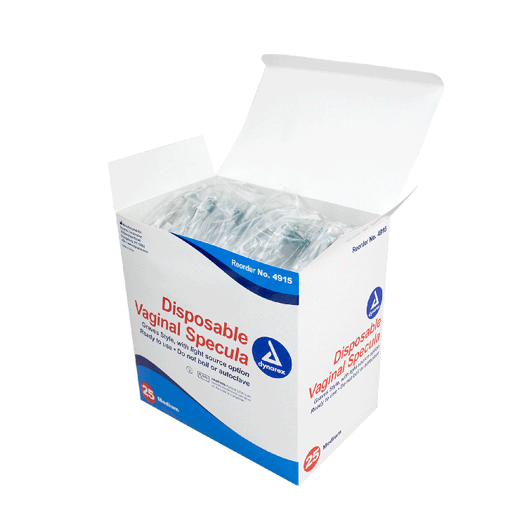 Vaginal Specula Disposable w/ Light Option, Medium, 4/25/cs - 25 pcs per Box/4 Boxes per Case