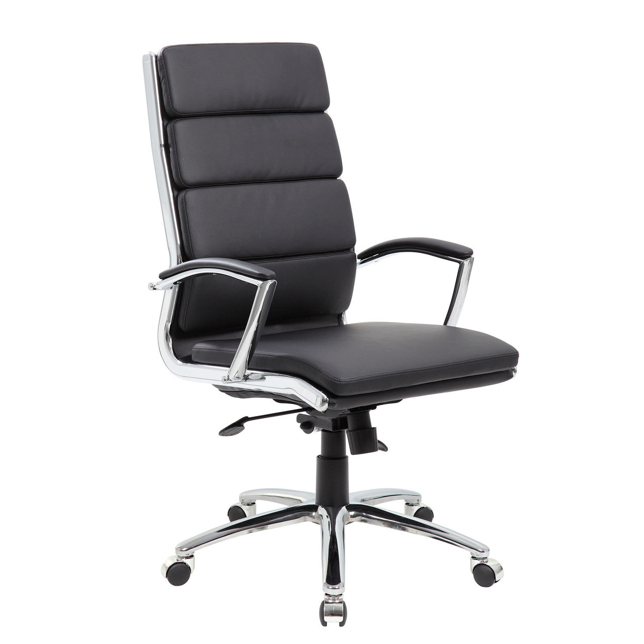 OfficeSource Merak Executive High Back with Chrome Base - Black PU Leather