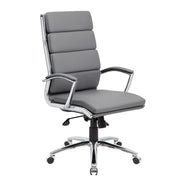 OfficeSource Merak Executive High Back with Chrome Base - Gray PU Leather