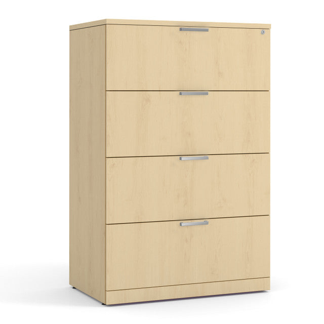 OfficeSource Laminate Lateral Files 4 Drawer Lateral File Cabinet - Maple