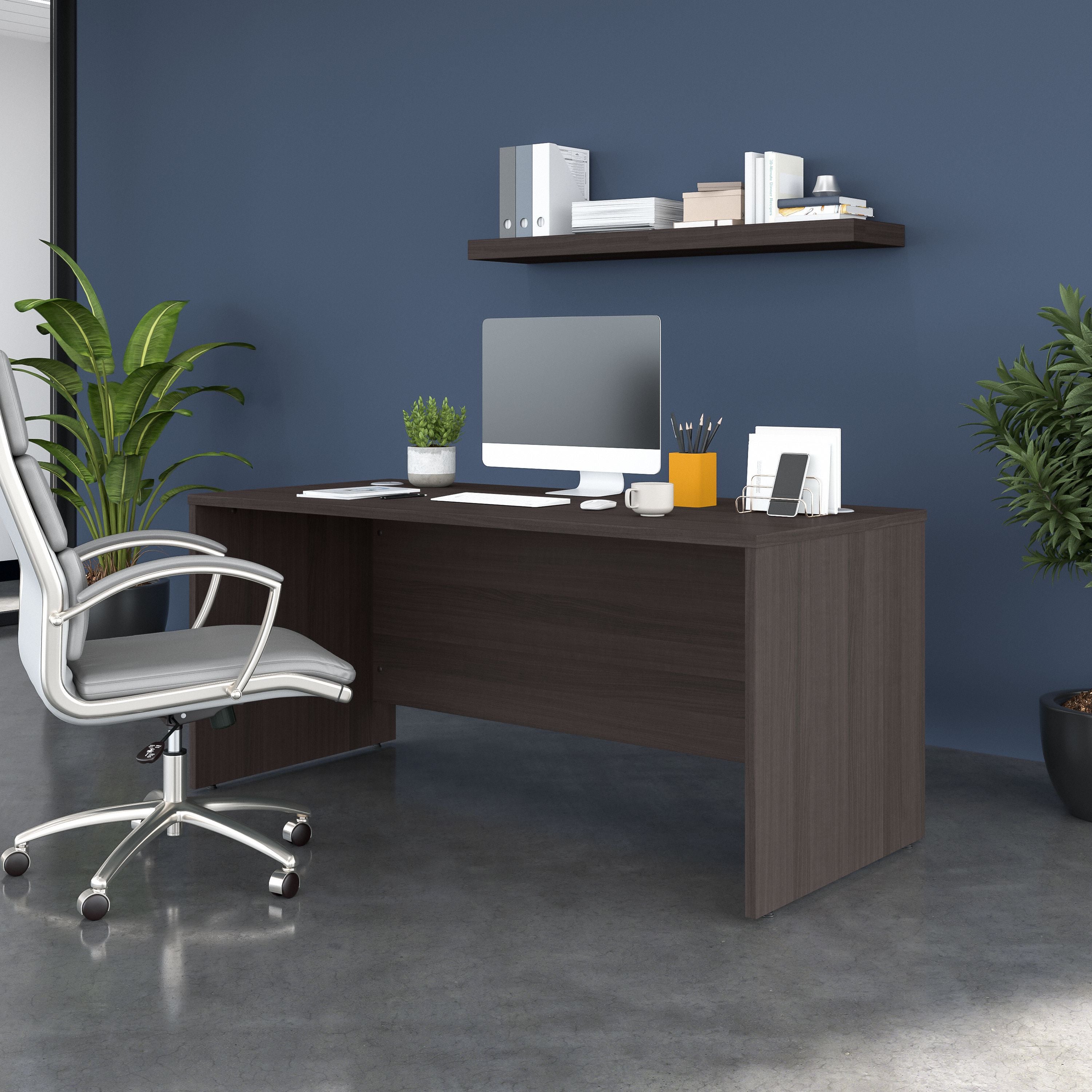 Bush Business Furniture Studio C 66W x 30D Office Desk in Storm Gray - 65.98" Width x 29.37" Depth x 29.84" Height