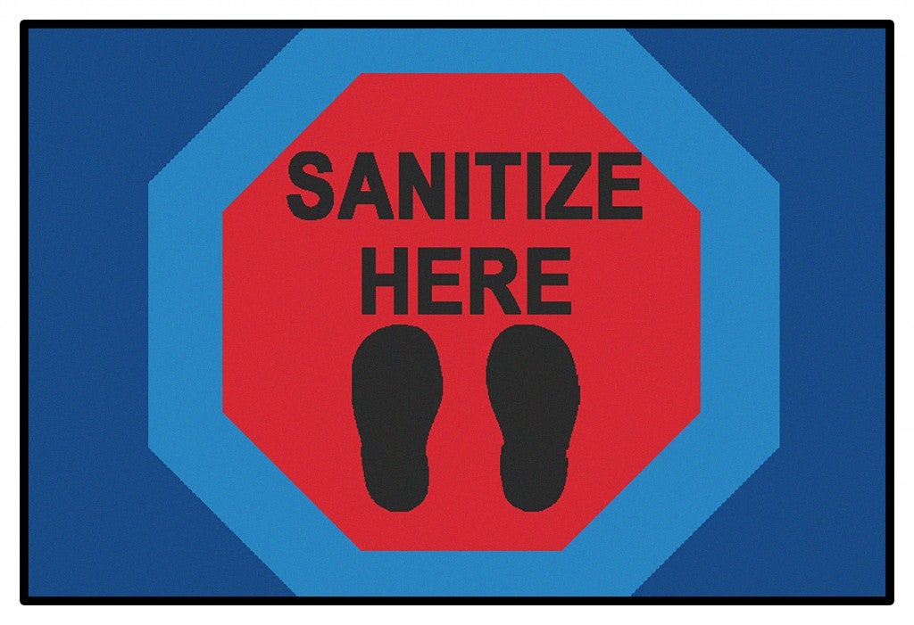 Sanitize Here Stop Rug  - 4ft x 6ft - Rectangle - Red