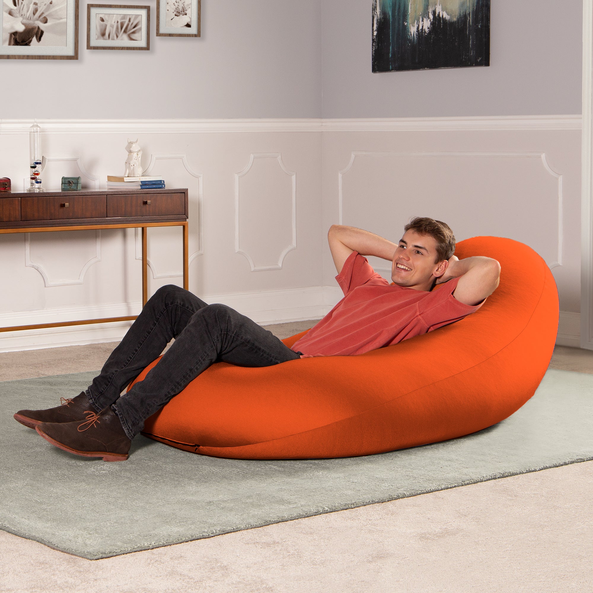 Nimbus Spandex Bean Bag Chair, Large, Orange