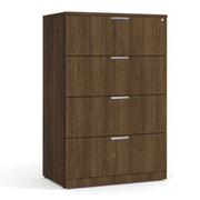 OfficeSource Laminate Lateral Files 4 Drawer Lateral File Cabinet - Modern Walnut