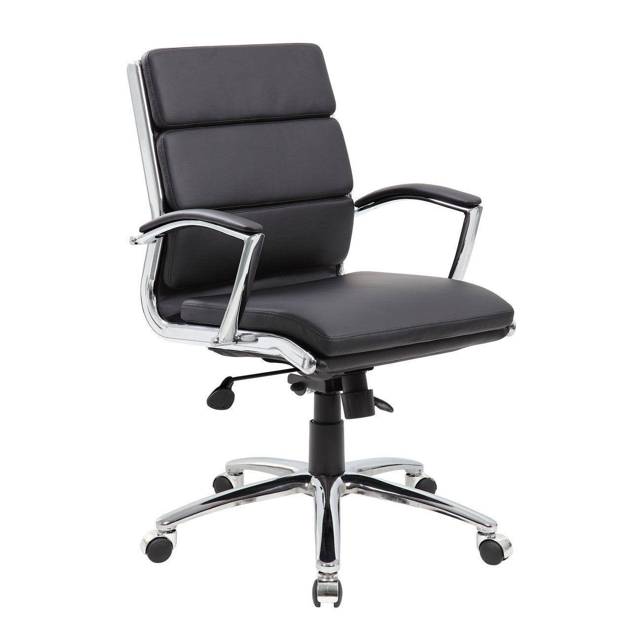 OfficeSource Merak Executive Mid Back with Chrome Frame - Black PU Leather