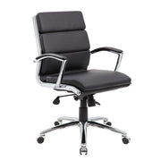 OfficeSource Merak Executive Mid Back with Chrome Frame - Black PU Leather