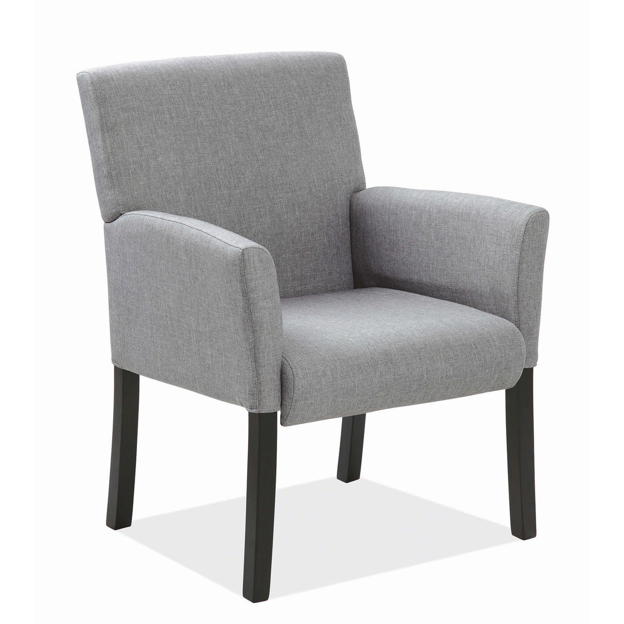 OfficeSource  Retro Style Guest Chair with Wood Legs - Gray Linen with Black