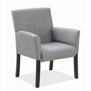 OfficeSource  Retro Style Guest Chair with Wood Legs - Gray Linen with Black