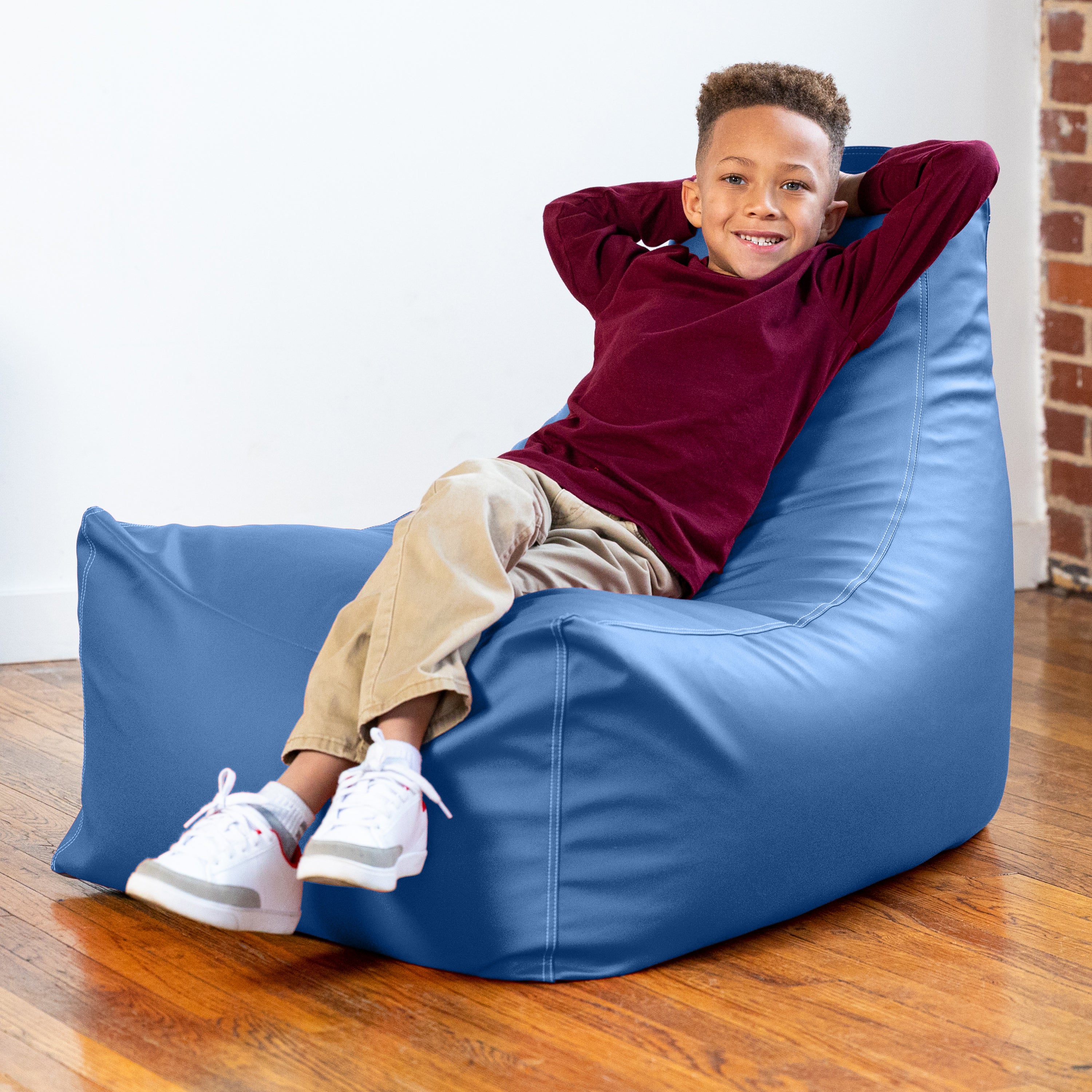 Jaxx Pezzi Premium Vinyl Classroom Bean Bag Chair, Royal Blue