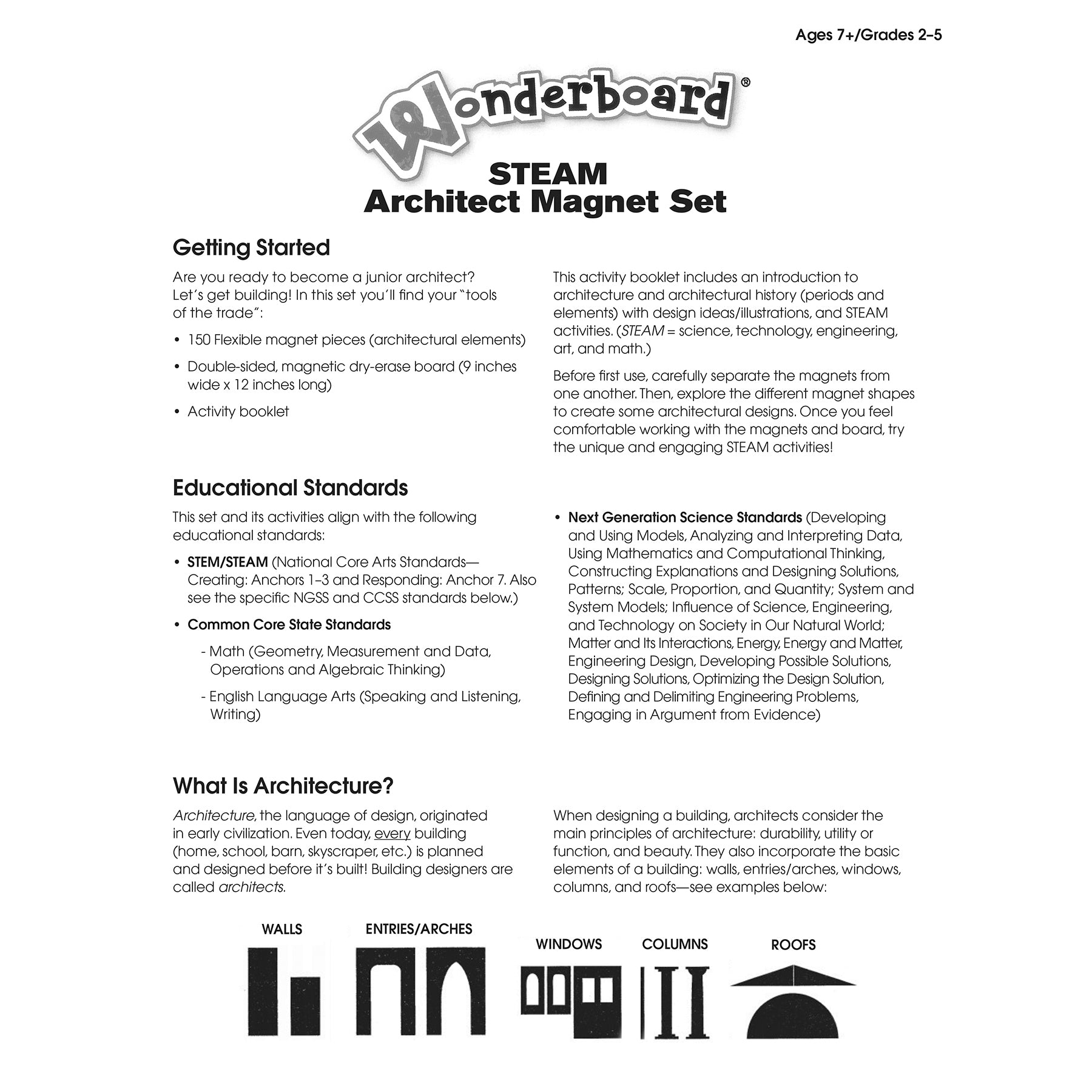 Wonderboard STEAM Architect Magnet Set