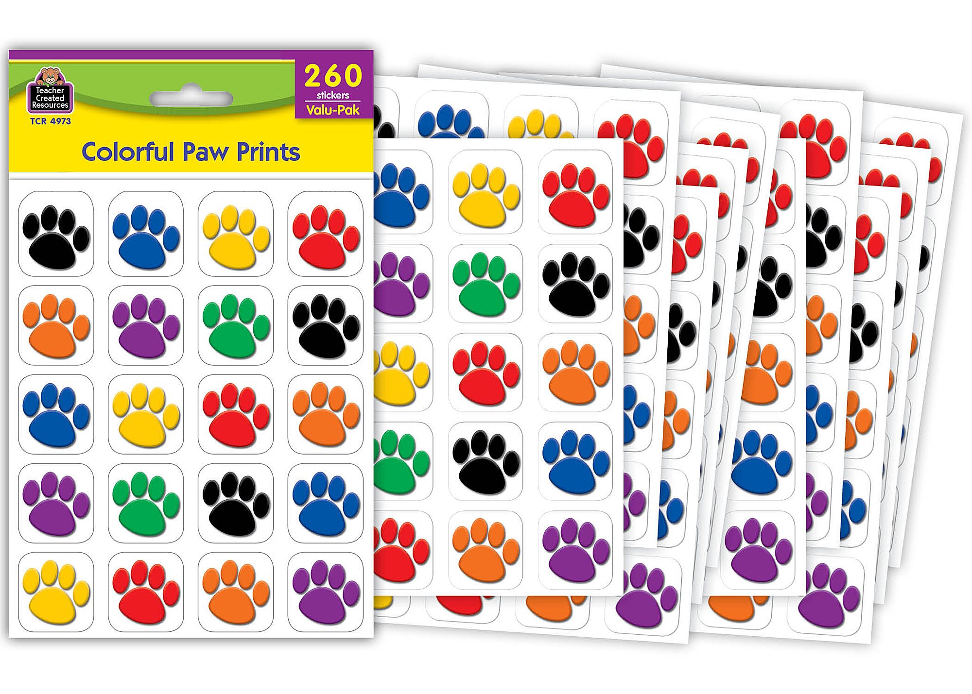 Colorful Paw Prints Stickers Valu-Pak