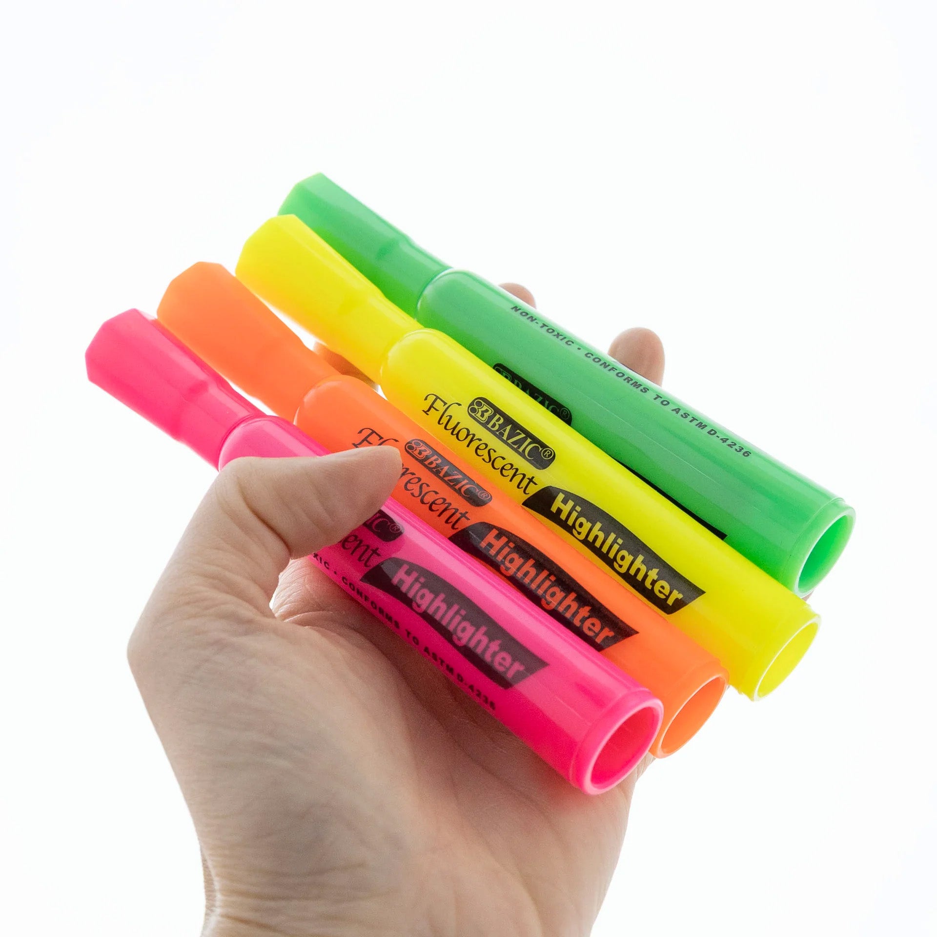 Desk Style Fluorescent Highlighters, Pack of 4