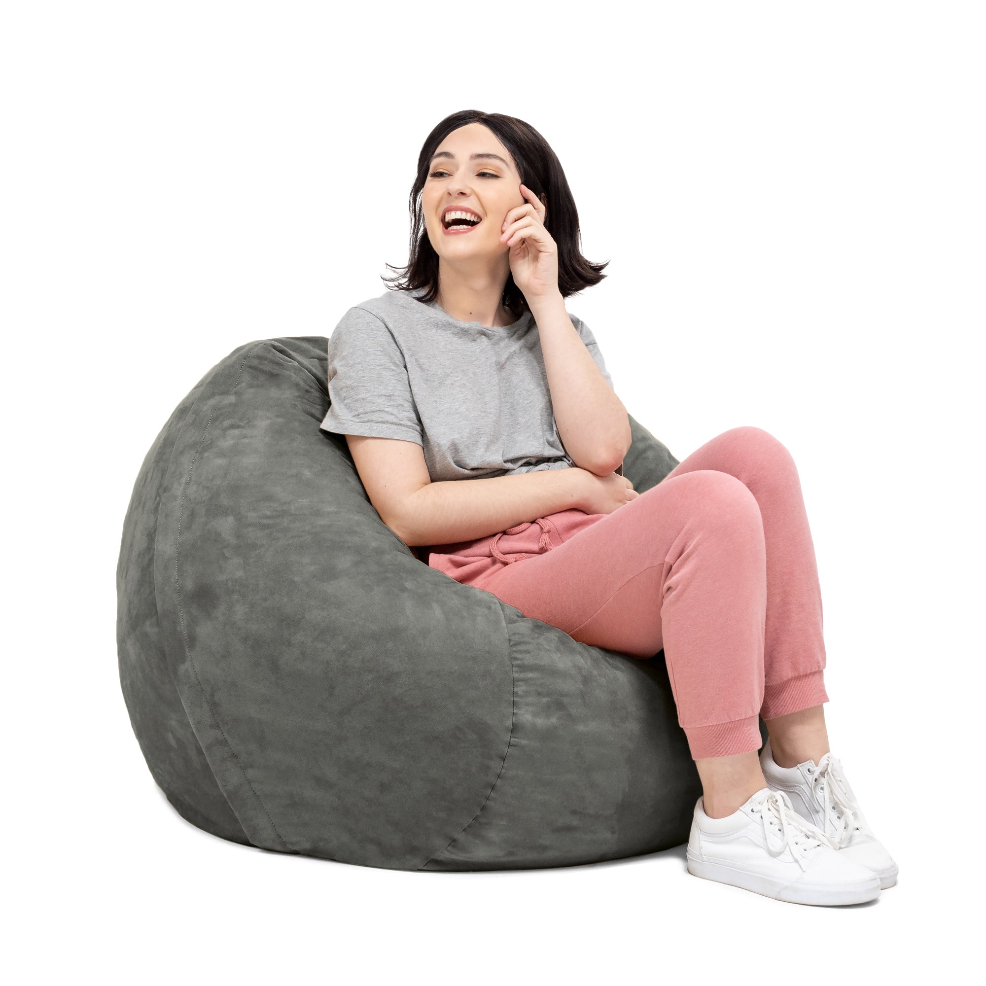 Jaxx Saxx 3 Foot Bean Bag Chair with Removable Cover, Charcoal