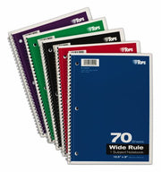2343260 8.5 X 11 in. Premium 1-Subject Spiral Notebook, Assorted Color - Case of 27 - 70 Sheets