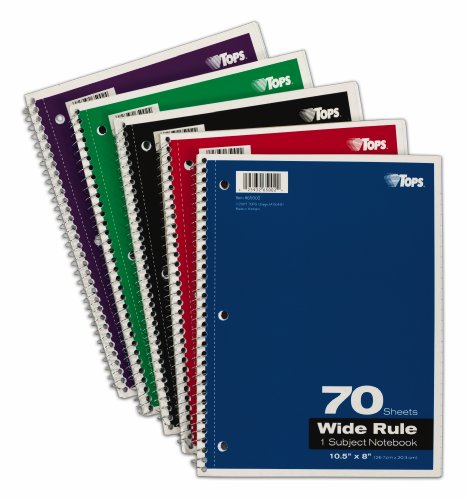 2343260 8.5 X 11 in. Premium 1-Subject Spiral Notebook, Assorted Color - Case of 27 - 70 Sheets
