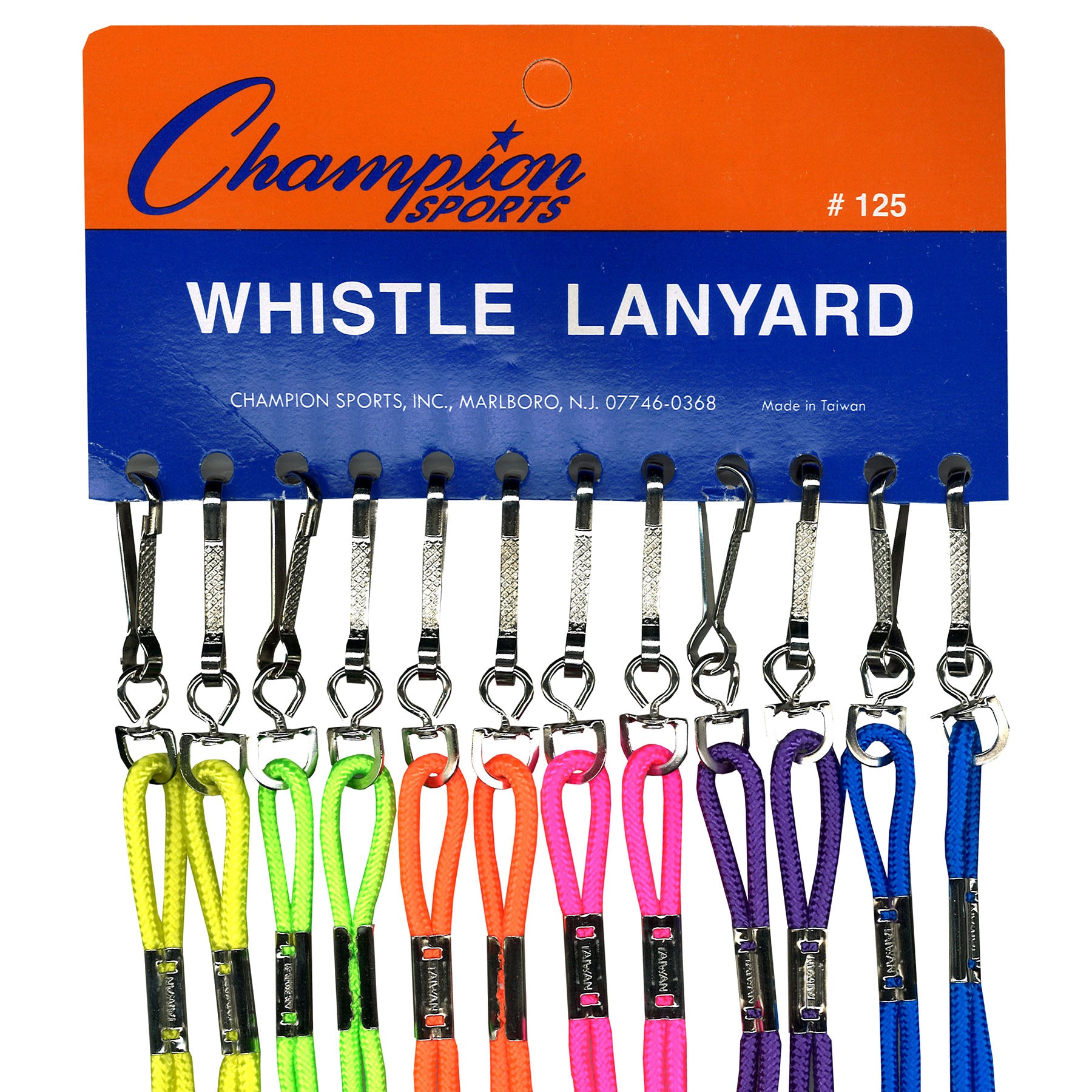 Heavy Duty Nylon Lanyard, Assorted Neon Colors, Pack of 6