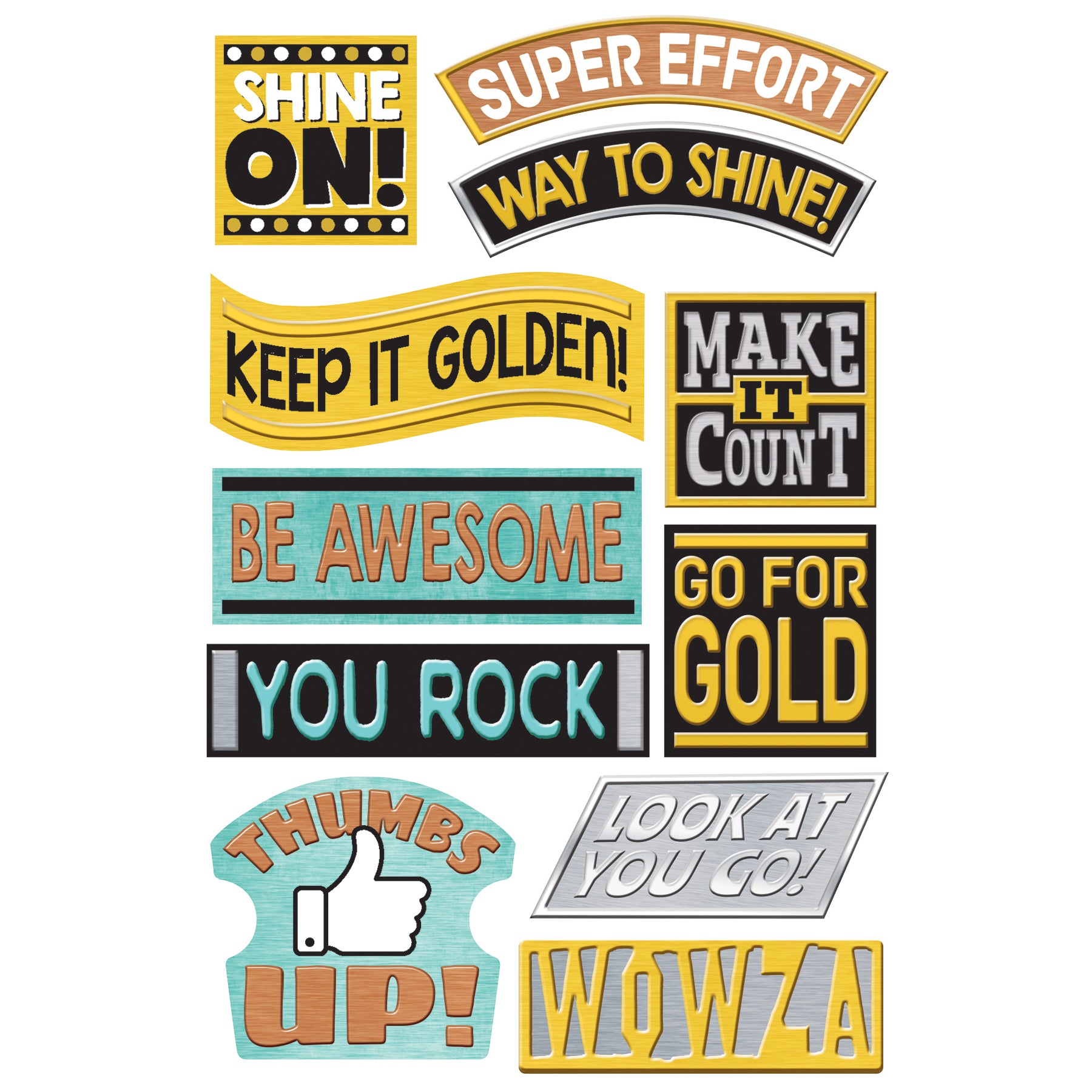 I ♥ Metal Motivating Messages superShapes Stickers - Large, 88 Count