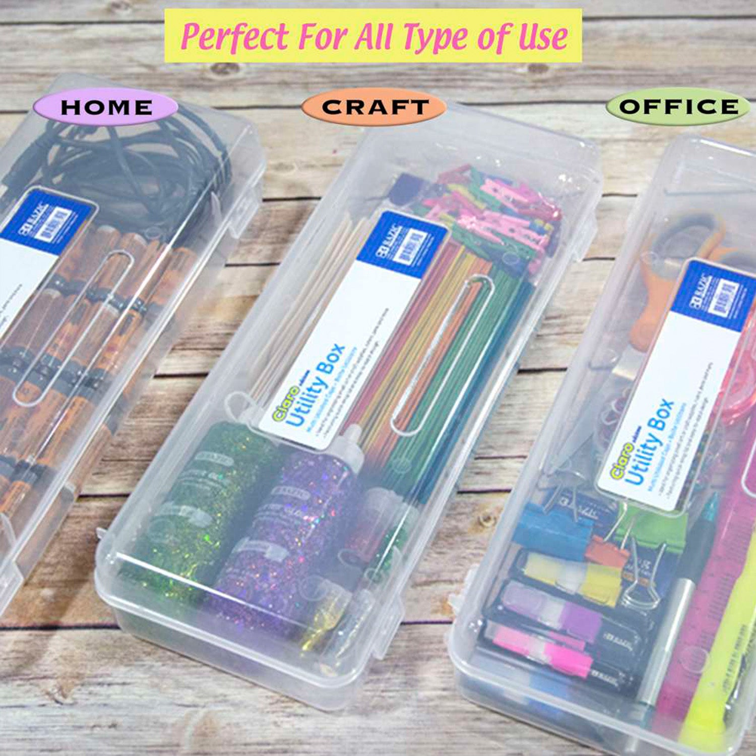 Multipurpose Ruler-Length Utility Box, Clear