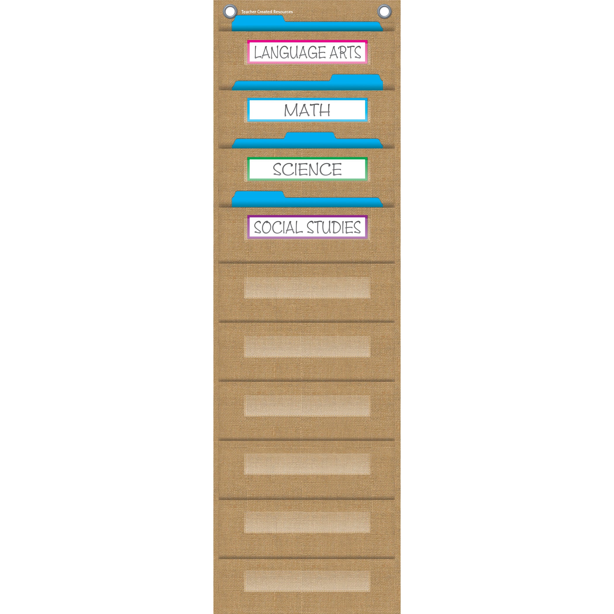 Burlap 10 Pocket File Storage Pocket Chart (14" x 58")
